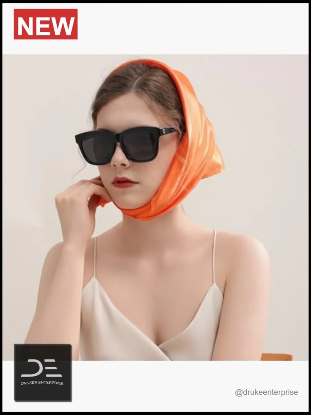 Vintage Square Satin Scarf - Fashion Head Wrap & Hair Accessory